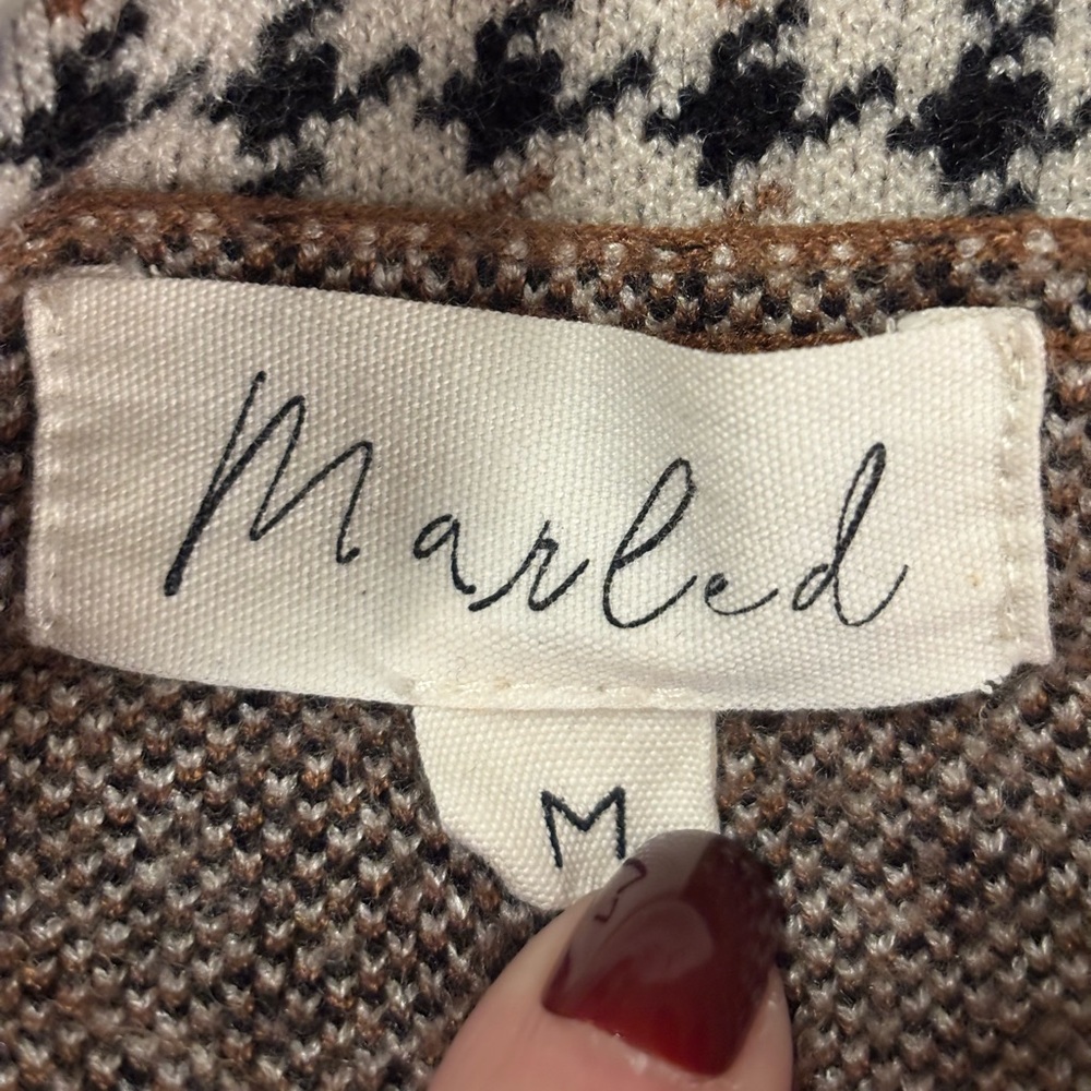 Marled Women's Houndstooth Sweater Blazer in Black and Tan - Picture 6 of 10